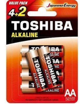 Батарейки Toshiba LR6 Red Alkaline B6/4+2 Toshiba  фото